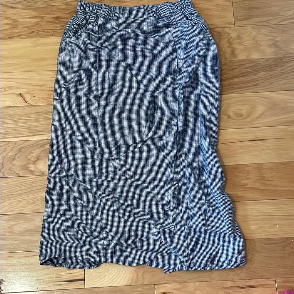 Flax blue and white checkered midi/maxi skirt